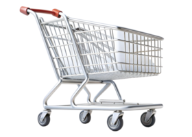 Empty shopping cart with smooth reflective details on a bright and simple Transparent Background png