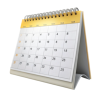 Professional desktop calendar for organizing dates, featuring an easy to read layout in a neat Transparent Background png