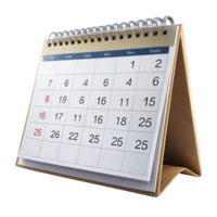 Simple monthly desk calendar with a yellow top section, displayed on a clean Transparent Background for visual appeal png