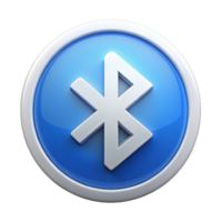 Bluetooth icon in vibrant blue with a sleek, circular design, ideal for illustrating wireless technology and data transfer concepts png