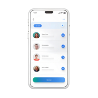 Mobile messaging application UI with avatar icons and message bars, designed for social interaction, networking, and communication projects png