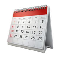 Simple desk calendar with prominent dates and red highlights, ideal for organizing, planning, and scheduling projects on a clean background png