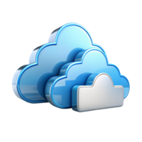 Minimalist 3D cloud network with digital nodes for cloud storage and data management concept on Transparent Background png