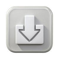 Smooth 3D download icon isolated on white, representing file saving or data transfer in clean, modern style png