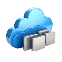 3D cloud data storage icon showing connectivity and network infrastructure in a modern digital style png