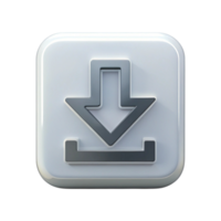 Gray 3D download button for digital usage, reflecting user interface elements for web applications and mobile app designs png
