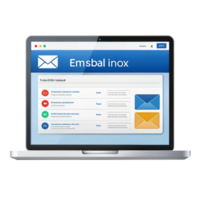Modern email interface displayed on a laptop screen in a Transparent Background for online communication concepts png