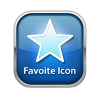 Digital favorite button with star icon in metallic frame, representing popularity and bookmarking function png