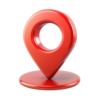 Glossy red geolocation icon isolated on clean Transparent Background, representing map marker and pinpoint location png