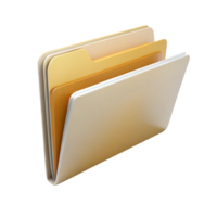 Yellow file folder icon with multiple tabs, isolated on Transparent Background, concept of digital organization and data storage png