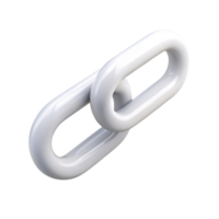 Single chain link in glossy white finish, representing strength, connection, and bond isolated on white png