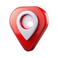 Navigation and location icon in red, isolated on white, concept of geolocation and travel direction png