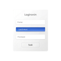 Minimalist login screen template with text inputs and submit button, isolated on white for web or app interface design png