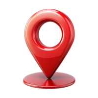 3D render of red location pointer icon, isolated on white, symbolizing maps, GPS, and navigation png