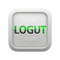 3D render of logout icon with lock and power symbols, isolated on white for digital security and user exit actions png