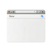 Empty web browser window template with colorful control buttons, isolated interface design for online browsing concepts png