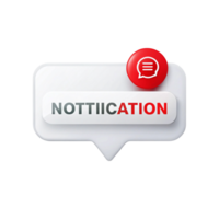 Message notification icon with red alert badge on Transparent Background, concept of alerts and reminders for communication apps png