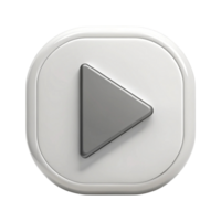 3D play button symbol icon with a metallic finish and triangular play sign, isolated on a plain white background png