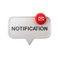Notification alert icon with message symbol in red circle on minimalist Transparent Background, isolated notification symbol png
