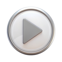 Glossy circular play button icon with a sleek metallic border and simple play symbol on a white background png