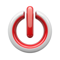 Modern red power button symbol for user interface and technology concepts on white png