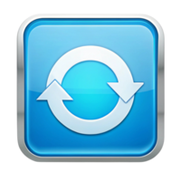 Digital refresh symbol with circular arrows, representing reloading, syncing, and updating on a clean Transparent Background png