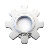 High resolution settings icon in gear shape on a clean Transparent Background, symbolizing options, control, and customization png
