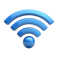 Digital blue Wi Fi signal icon on clean Transparent Background, symbolizing wireless internet and data connectivity png