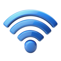 High quality 3D rendering of a Wi Fi signal icon in blue, isolated on a Transparent Background for tech concepts png