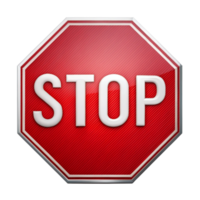 stop sign with red octagonal design and white text isolated on a Transparent Background for traffic safety concepts png