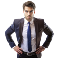 Determined executive man in business suit with intense expression, symbolizing power, ambition, and authority png