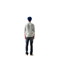 Rear view of a solitary man standing alone, conveying isolation, loneliness, and introspection in an empty space png