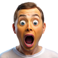 Surprised man looking directly at the camera, with an exaggerated open mouthed expression of astonishment png