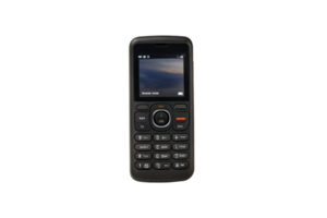 Simple feature phone on white, highlighting retro mobile phone design with physical buttons and monochrome screen png
