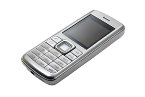 Feature phone with button keypad and simple screen isolated on white, minimalist tech style png