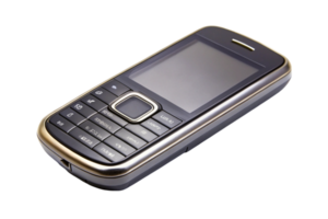 Old school feature phone with keypad on Transparent Background, representing vintage mobile communication technology png