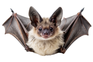 High resolution image of a baby bat with expressive eyes and wings spread, set on a clean Transparent Background png