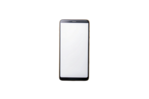 Modern smartphone with blank screen isolated on a Transparent Background, ideal for app mockups or design presentations png