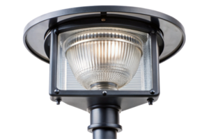 High detailed close up of a street lamp with a contemporary design, featuring LED lights and metal casing on Transparent Background png