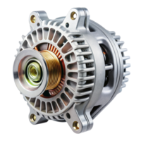 Detailed view of an alternator part with metal casing, displayed against a Transparent Background for automotive usage png