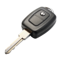Modern car key with remote control buttons, isolated on a clean Transparent Background, showing sleek black design png