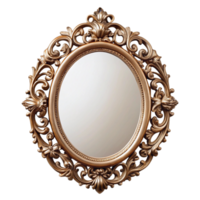 Decorative wall mirror with floral accents and oval shape ideal for adding a touch of luxury png