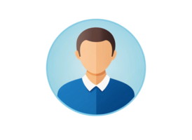 Business avatar icon with a simple, clean design featuring a man in a suit, suitable for online profiles or websites png
