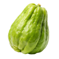 Vibrant green chayote, also known as vegetable pear, standing against a plain Transparent Background for a crisp visual png