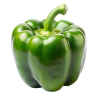 Single green bell pepper on Transparent Background, fresh and nutritious vegetable with a glossy, firm texture png
