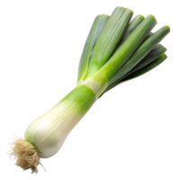 Close up of whole leeks, displayed on a clean white surface, emphasizing natural color and texture png