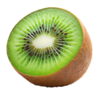 Close up of juicy green kiwi slice, displayed on a clean white surface, emphasizing natural texture and vibrant color png