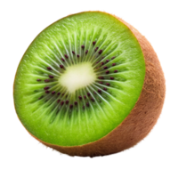 Bright green kiwi slice with visible seeds, highlighting its fresh and tangy flavor, isolated on Transparent Background png