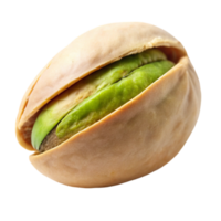 Fresh green pistachio kernel inside an open shell, displayed on a clean white surface, emphasizing natural texture png