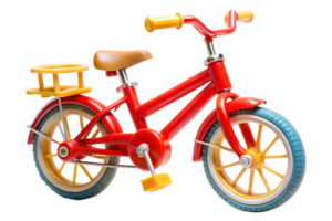 Colorful childrens toy bicycle with bright wheels and handlebars, perfect for fun and play concepts png